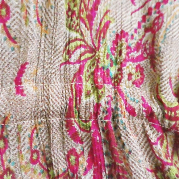 NEW Floral Kimono Rayon Tie Waist Pink Pom Pom Trim Velzera Flexible Sizing - Picture 6 of 9